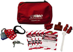 NMC - 12 Piece Electrical Lockout Kit - 3/4 Inch Vertical Shackle Clearance, Comes in Pouch - Industrial Tool & Supply