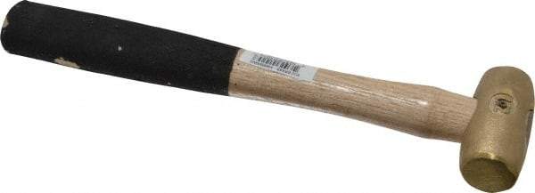 American Hammer - 1/2 Lb Head 1" Face Brass Head Hammer - 10" OAL, Wood Handle - Industrial Tool & Supply