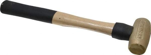 American Hammer - 1-1/2 Lb Head 1-3/8" Face Brass Head Hammer - 12" OAL, Wood Handle - Industrial Tool & Supply