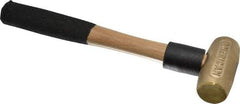American Hammer - 1 Lb Head 1-1/8" Face Brass Head Hammer - 12" OAL, Wood Handle - Industrial Tool & Supply