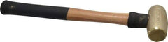 American Hammer - 3 Lb Head 1-1/2" Face Brass Head Hammer - 15" OAL, Wood Handle - Industrial Tool & Supply