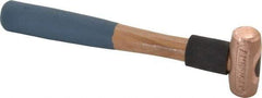 American Hammer - 1/2 Lb Head 1" Face Bronze Nonmarring Hammer - 10" OAL, Wood Handle - Industrial Tool & Supply