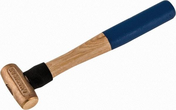 American Hammer - 1 Lb Head 1-1/8" Face Bronze Nonmarring Hammer - 12" OAL, Wood Handle - Industrial Tool & Supply