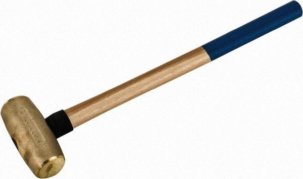 American Hammer - 10 Lb Head 2" Face Bronze Nonmarring Hammer - 26" OAL, Wood Handle - Industrial Tool & Supply