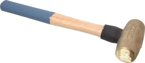 American Hammer - 4 Lb Head 1-5/8" Face Bronze Nonmarring Hammer - 16" OAL, Wood Handle - Industrial Tool & Supply