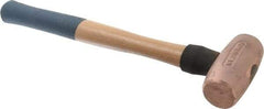 American Hammer - 4 Lb Nonsparking Copper Head Hammer - 16" OAL, 4-1/2" Head Length, 1-5/8" Face Diam, 16" Hickory Handle - Industrial Tool & Supply