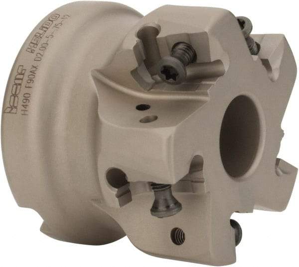 Iscar - 5 Inserts, 2" Cut Diam, 3/4" Arbor Diam, 0.472" Max Depth of Cut, Indexable Square-Shoulder Face Mill - 0/90° Lead Angle, 1.575" High, H490 AN.X 12 Insert Compatibility, Through Coolant, Series Helido - Industrial Tool & Supply