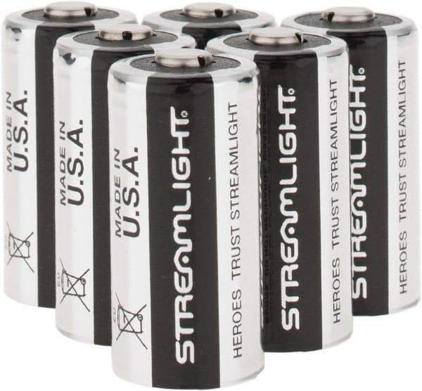 Streamlight - Size CR123A, Lithium, 6 Pack, Standard Battery - 3 Volts - Industrial Tool & Supply