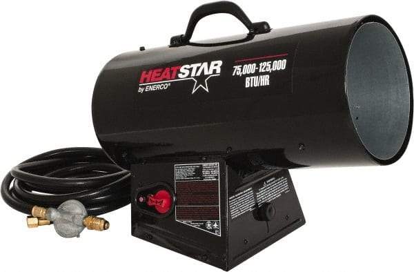 Heatstar - 75,000 to 125,000 BTU Rating, Propane Forced Air Heater - 3,000 Sq Ft Max Heating Area, 40 Lb Capacity, Fuel with Propane - Industrial Tool & Supply