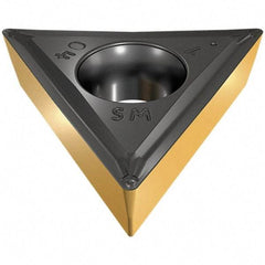 Iscar - TCMT2-1 SM Grade IC807 Carbide Turning Insert - TiAlN/TiN Finish, 60° Triangle, 1/4" Inscr Circle, 3/32" Thick, 1/64" Corner Radius - Industrial Tool & Supply