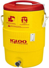 Igloo - 10 Gal Beverage Cooler - Plastic, Yellow/Red - Industrial Tool & Supply