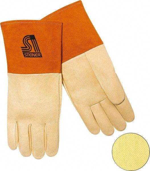 Steiner - Size L Unlined Pigskin Welding Glove - 13" OAL, Safety Cuff, Wing Thumb, For MIG - Industrial Tool & Supply