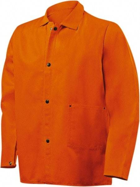 Steiner - Size L Welding & Flame Resistant/Retardant Jacket - Orange, Cotton, Snaps Closure, 44 to 46" Chest - Industrial Tool & Supply