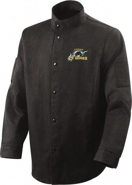 Steiner - Size 2XL Welding & Flame Resistant/Retardant Jacket - Black, Carbonized Fiber, Snaps Closure, 56 to 58" Chest - Industrial Tool & Supply