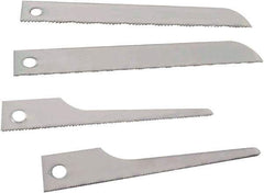 Disston - 4 Piece, 3" to 4" Long x 0.03" Thick, Bi-Metal Reciprocating Saw Blade Set - Straight Profile, 18 to 32 Teeth per Inch, Toothed Edge, Angled Tip - Industrial Tool & Supply