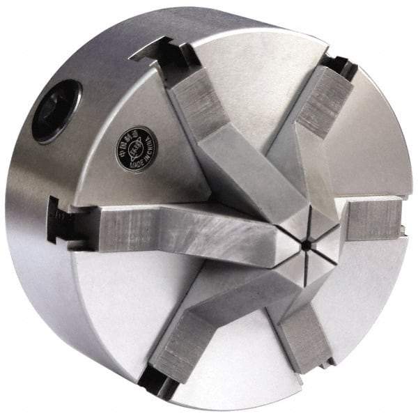 Gibraltar - 6 Jaws, 3" Diam, Self Centering Manual Lathe Chuck - Plain Back Mount Spindle, 0.6299" Through Hole Diam, Cast Iron - Industrial Tool & Supply