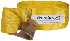 Value Collection - 27' Long x 4" Wide, 1 Ply, Polyester Web Tie Down Strap - Yellow - Industrial Tool & Supply