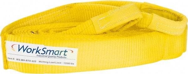 Value Collection - 30' Long x 3" Wide, 27,000 Lb Basket Capacity, 1 Ply, Polyester Web Sling - Yellow - Industrial Tool & Supply