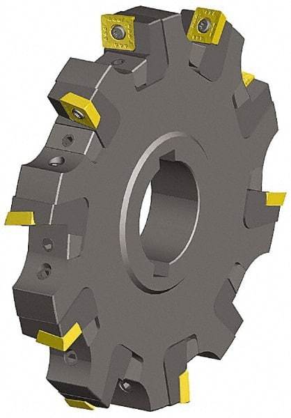 Kennametal - Arbor Hole Connection, 0.614" Cutting Width, 1.857" Depth of Cut, 6" Cutter Diam, 1-1/2" Hole Diam, 12 Tooth Indexable Slotting Cutter - KSSS Toolholder, SPCT, SPET, SPPT Insert, Neutral Cutting Direction - Industrial Tool & Supply