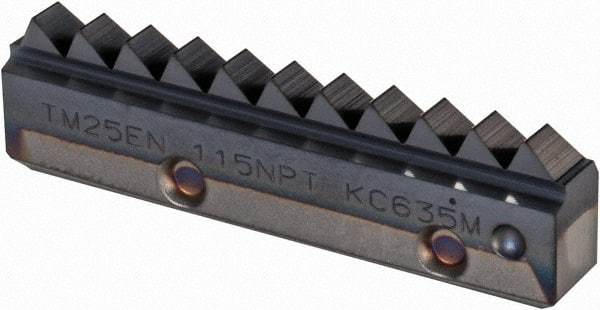 Kennametal - 11.5 TPI, Internal/External Thread, NPT Standard, TM25 KC635M Grade Thread Mill Insert - Carbide, TiAlN Coating - Industrial Tool & Supply