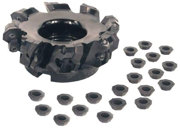 Kennametal - 5" Cut Diam, 1-1/2" Arbor Hole, 5mm Max Depth of Cut, 43° Indexable Chamfer & Angle Face Mill - 6 Inserts, OF.T 07L6... Insert, Right Hand Cut, 6 Flutes, Through Coolant, Series KSOM - Industrial Tool & Supply