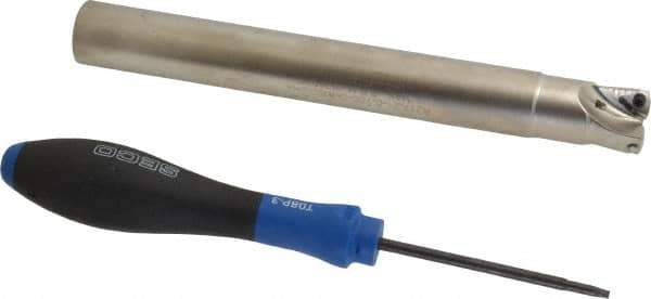 Seco - 3/4" Cut Diam, 0.04" Max Depth, 3/4" Shank Diam, Cylindrical Shank Indexable High-Feed End Mill - Screw Holding Method, 218.19-100.. Insert, R217.21 Toolholder, Through Coolant - Industrial Tool & Supply