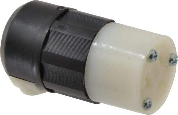 Leviton - 125 VAC, 20 Amp, 5-20R NEMA, Straight, Self Grounding, Industrial Grade Connector - 2 Pole, 3 Wire, 1 Phase, Nylon, Black, White - Industrial Tool & Supply