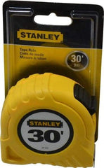 Stanley - 30' x 1" Yellow Blade Tape Measure - 1/16" Graduation, Inch Graduation Style, Yellow Case - Industrial Tool & Supply