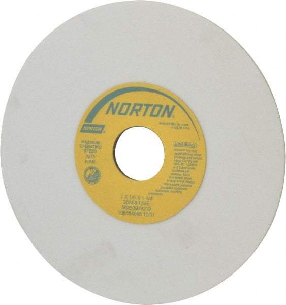 Norton - 7" Diam x 1-1/4" Hole x 1/8" Thick, I Hardness, 80 Grit Surface Grinding Wheel - Aluminum Oxide, Type 1, Medium Grade, 3,275 Max RPM, Vitrified Bond, No Recess - Industrial Tool & Supply