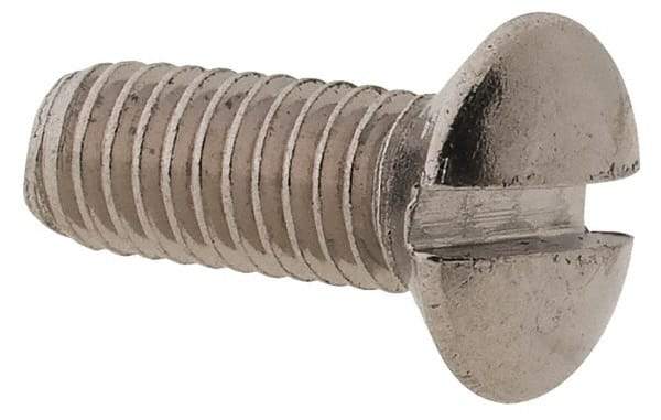 Value Collection - M3x0.50 Metric Coarse, 8mm OAL Slotted Drive Machine Screw - Oval Head, Grade 18-8 & A2 Stainless Steel, Uncoated, Without Washer - Industrial Tool & Supply