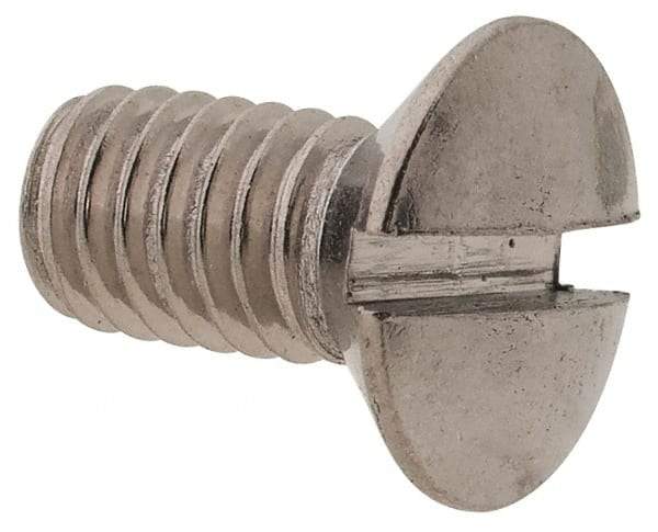 Value Collection - M4x0.70 Metric Coarse, 8mm OAL Slotted Drive Machine Screw - Oval Head, Grade 18-8 & A2 Stainless Steel, Uncoated, Without Washer - Industrial Tool & Supply