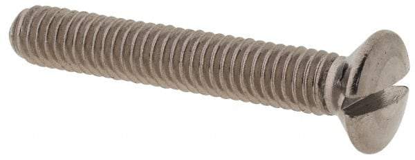 Value Collection - M4x0.70 Metric Coarse, 25mm OAL Slotted Drive Machine Screw - Oval Head, Grade 18-8 & A2 Stainless Steel, Uncoated, Without Washer - Industrial Tool & Supply