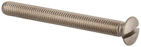 Value Collection - M5x0.80 Metric Coarse, 50mm OAL Slotted Drive Machine Screw - Oval Head, Grade 18-8 & A2 Stainless Steel, Uncoated, Without Washer - Industrial Tool & Supply