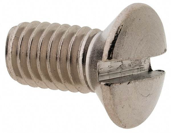 Value Collection - M6x1.00 Metric Coarse, 12mm OAL Slotted Drive Machine Screw - Oval Head, Grade 18-8 & A2 Stainless Steel, Uncoated, Without Washer - Industrial Tool & Supply