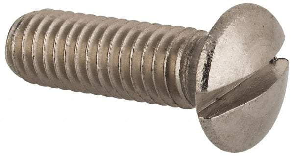 Value Collection - M6x1.00 Metric Coarse, 20mm OAL Slotted Drive Machine Screw - Oval Head, Grade 18-8 & A2 Stainless Steel, Uncoated, Without Washer - Industrial Tool & Supply