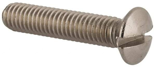 Value Collection - M6x1.00 Metric Coarse, 30mm OAL Slotted Drive Machine Screw - Oval Head, Grade 18-8 & A2 Stainless Steel, Uncoated, Without Washer - Industrial Tool & Supply