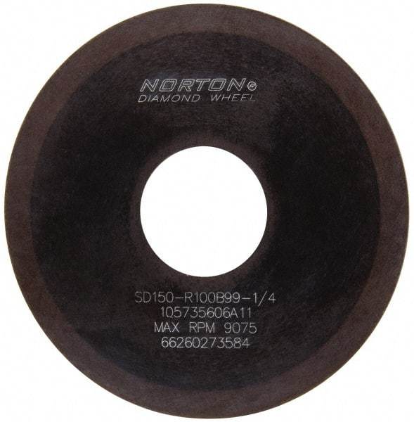 Norton - 4" Diam x 1-1/4" Hole x 1/16" Thick, 150 Grit Surface Grinding Wheel - Diamond, Type 1A1, Very Fine Grade, Resinoid Bond - Industrial Tool & Supply