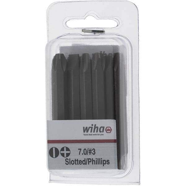 Wiha - 1/4" Drive, #3 Reversible Phillips/Slotted Screwdriver Bit - 2-3/8" OAL - Industrial Tool & Supply