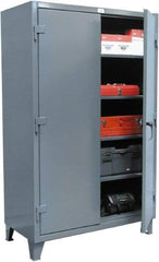 Strong Hold - 4 Shelf 6 Bin Locking Storage Cabinet - Steel, 48" Wide x 24" Deep x 72" High, Dark Gray - Industrial Tool & Supply