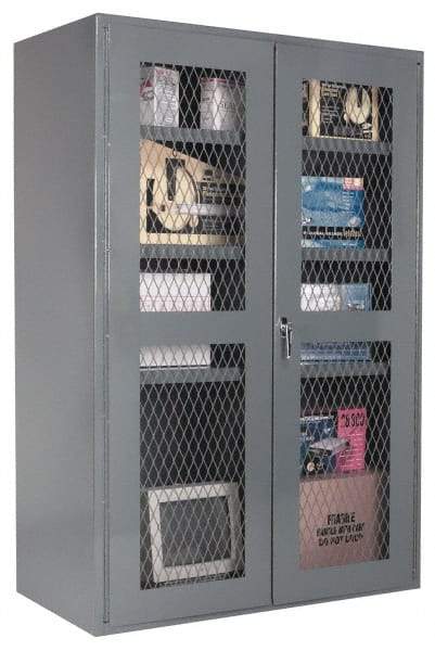 Durham - 2 Shelf Visible Storage Cabinet - Steel, 36" Wide x 24" Deep x 42" High, Gray - Industrial Tool & Supply