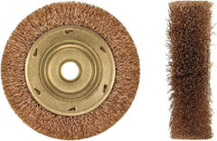 Ampco - 4" OD, 3/8" Arbor Hole, Crimped Phosphorus Bronze Alloy Wheel Brush - 3/4" Face Width, 11/16" Trim Length, 0.014" Filament Diam, 6,000 RPM - Industrial Tool & Supply