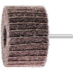 PFERD - 3" Diam x 2" Face Width, Aluminum Oxide Nonwoven Mounted Flap Wheel - 1/4" Shank Mount, 100 Grit, 7,500 Max RPM - Industrial Tool & Supply