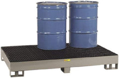 Little Giant - 99 Gal Sump, 6,000 Lb Capacity, 6 Drum, Steel Spill Deck or Pallet - 51" Long x 76" Wide x 10-1/2" High, Gray and Black, Liftable Fork, Vertical, 2 x 3 Drum Configuration - Industrial Tool & Supply