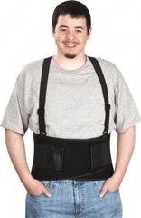 PRO-SAFE - Size S, Hook & Loop, Elastic Nylon Belt with Adjustable Shoulder Straps - 26 to 36" Waist, 9" Wide, Black - Industrial Tool & Supply