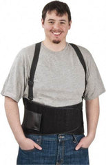 PRO-SAFE - Size XL, Hook & Loop, Elastic Nylon Belt with Adjustable Shoulder Straps - 58 to 68" Waist, 9" Wide, Black - Industrial Tool & Supply