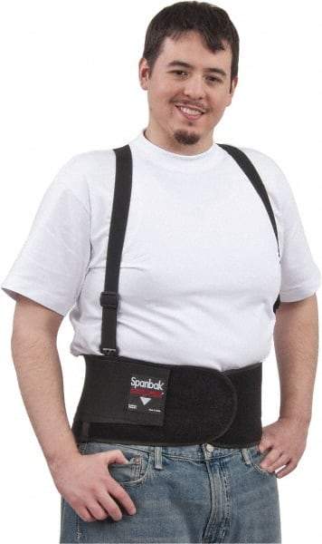PRO-SAFE - Size S, Hook & Loop, Spandex Belt with Shoulder Straps - 32 to 36" Waist, 8" Wide, Lumbar Support, Detachable Strap, Black - Industrial Tool & Supply