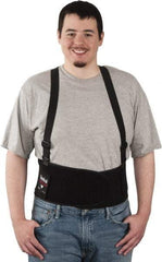 PRO-SAFE - Size XL, Hook & Loop, Spandex Belt with Shoulder Straps - 44 to 48" Waist, 8" Wide, Lumbar Support, Detachable Strap, Black - Industrial Tool & Supply