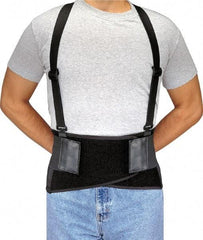 PRO-SAFE - Size XS, Hook & Loop, Spandex Belt with Adjustable Shoulder Straps - 28 to 32" Waist, 9" Wide, Detachable Strap, Black - Industrial Tool & Supply