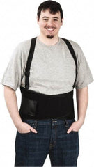 PRO-SAFE - Size S, Hook & Loop, Spandex Belt with Adjustable Shoulder Straps - 32 to 36" Waist, 9" Wide, Detachable Strap, Black - Industrial Tool & Supply