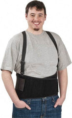 PRO-SAFE - Size L, Hook & Loop, Spandex Belt with Adjustable Shoulder Straps - 40 to 44" Waist, 9" Wide, Detachable Strap, Black - Industrial Tool & Supply